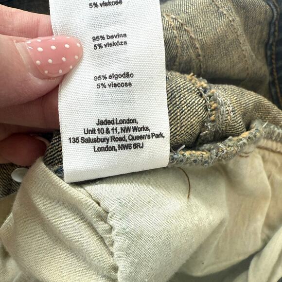 JADED LONDON Y2K Baggy Bermuda Denim Shorts Blue Distressed Jeans 36 Men’s - Picture 9 of 9